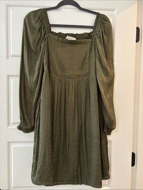 LOFT Olive Green Long Sleeve Dress